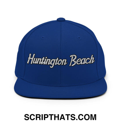 Huntington Beach Script Snapback Hat Royal Blue