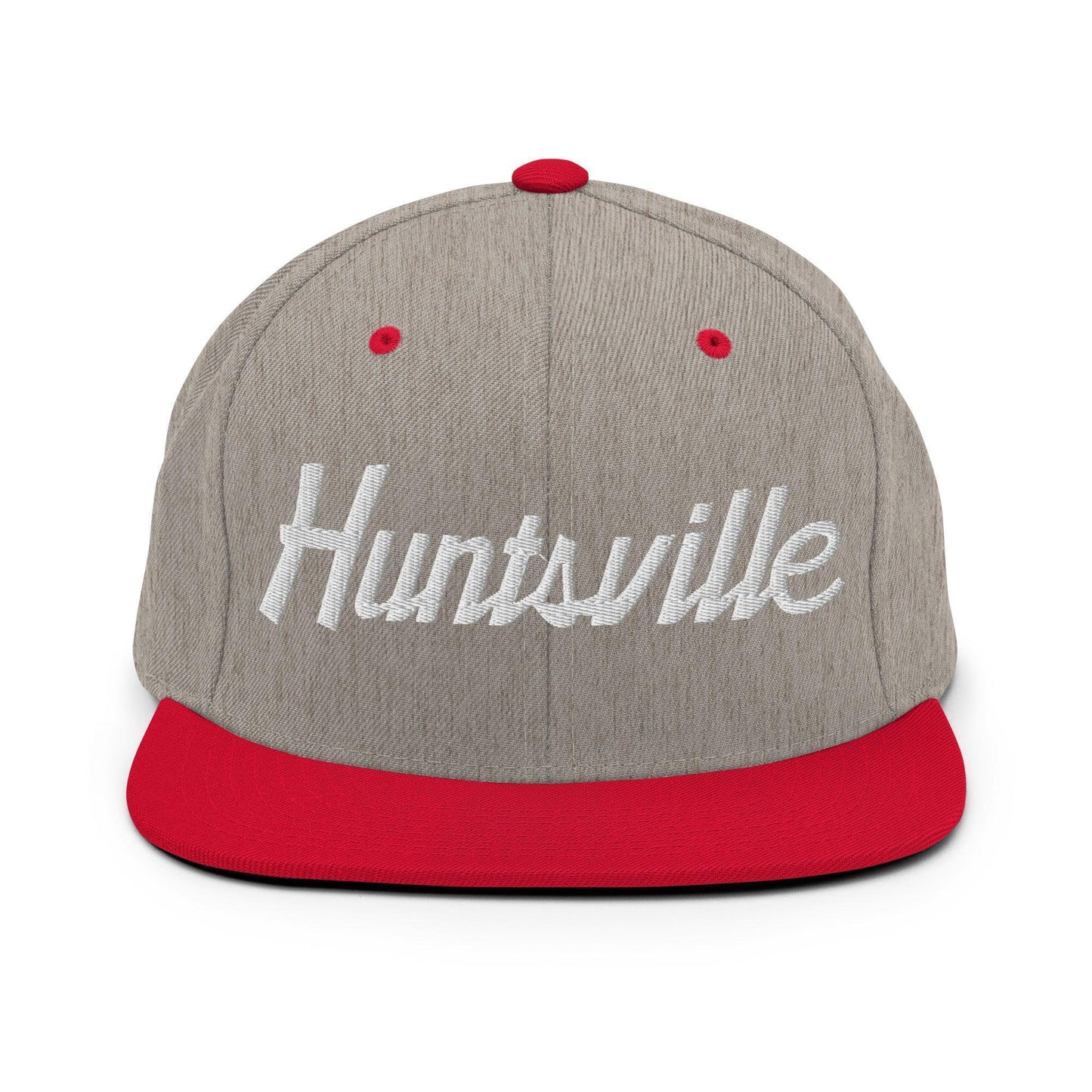 Huntsville Script Snapback Hat Heather Grey/ Red