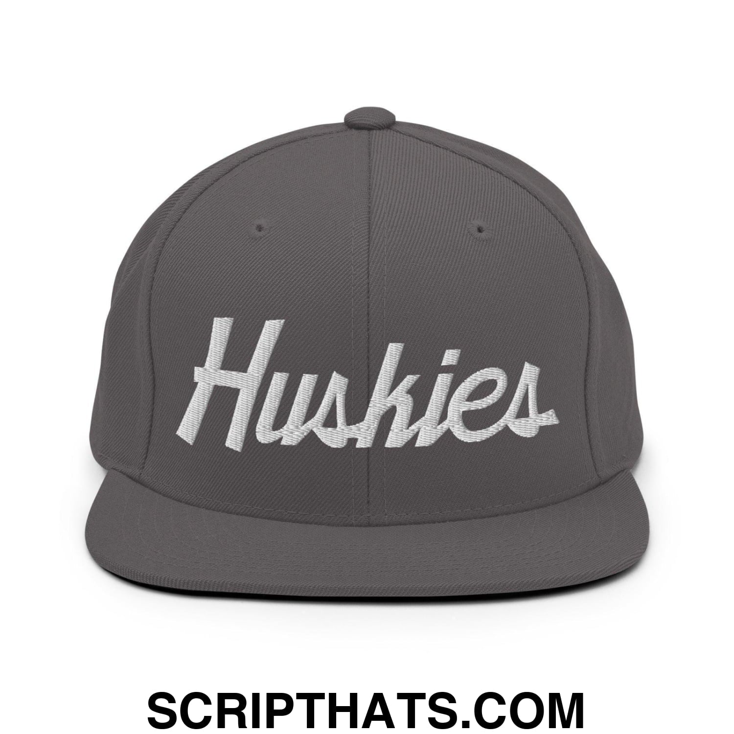 Huskies School Mascot Script Snapback Hat Dark Grey