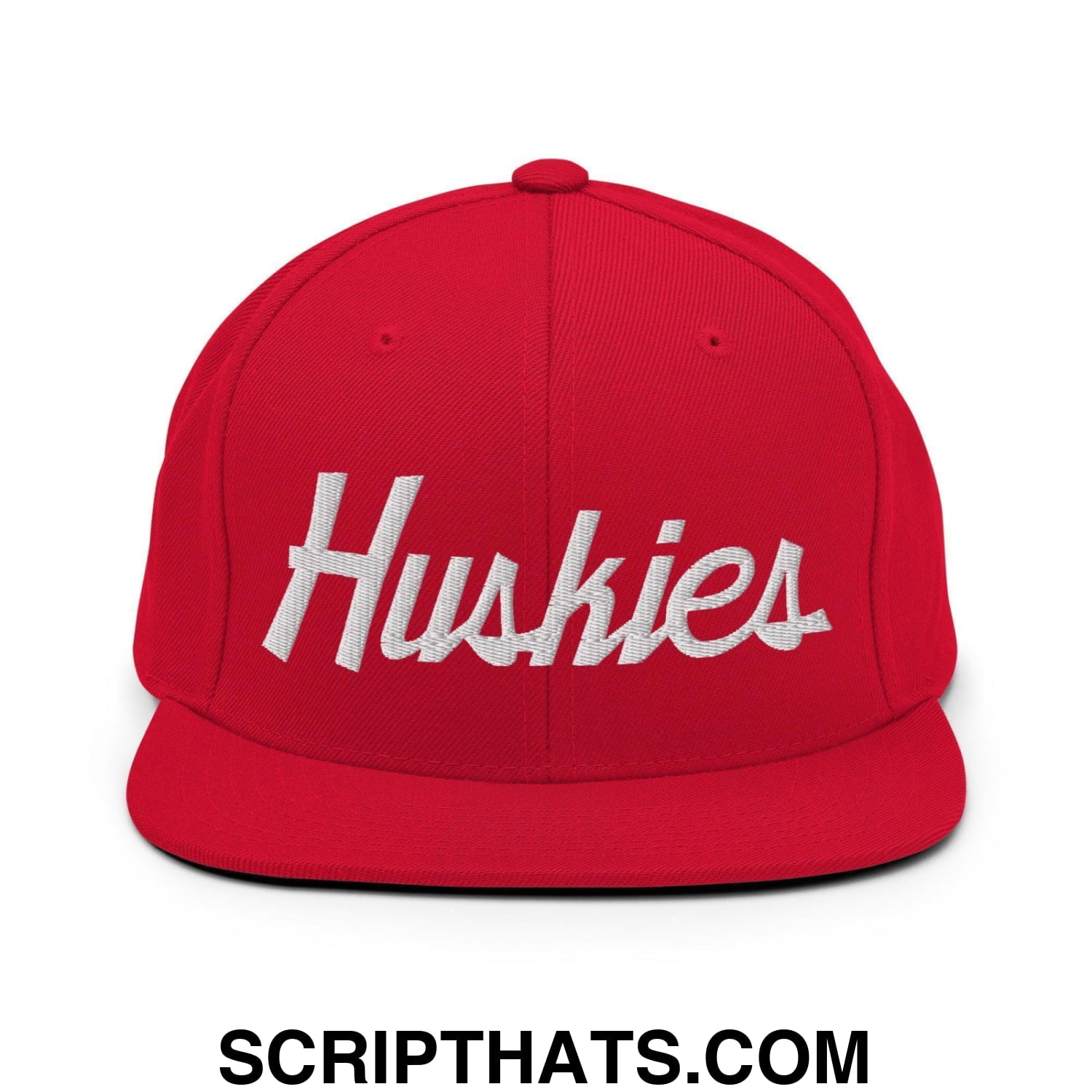 Huskies School Mascot Script Snapback Hat Red