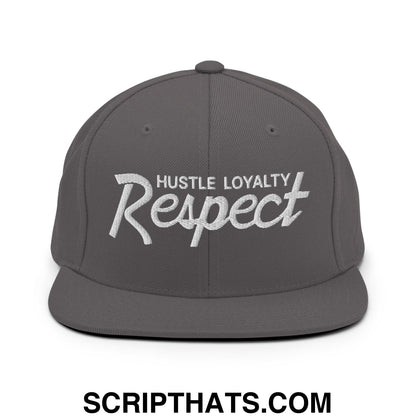 Hustle Loyalty Respect Embroidered Flat Bill Brim Snapback Hat Dark Grey