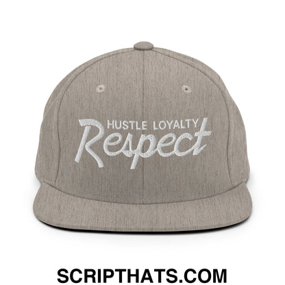 Hustle Loyalty Respect Embroidered Flat Bill Brim Snapback Hat Heather Grey