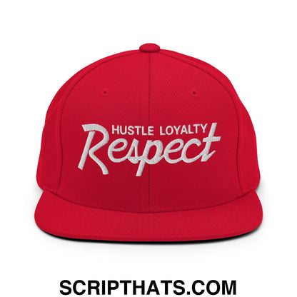 Hustle Loyalty Respect Embroidered Flat Bill Brim Snapback Hat Red