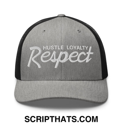 Hustle Loyalty Respect Embroidered Mesh Trucker Hat Heather Black