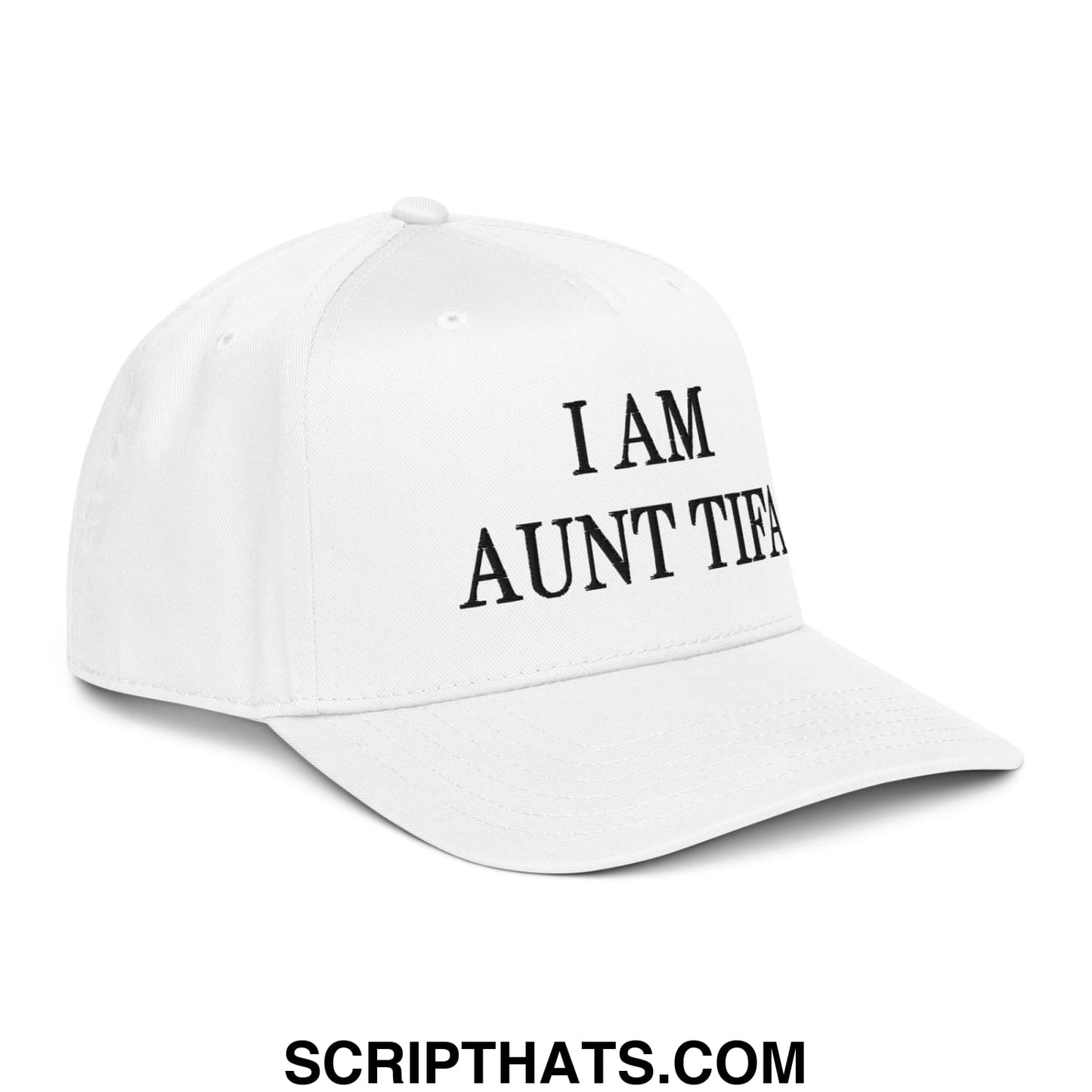 White baseball snapback hat with black embroidered text i am aunt tifa perfect for casual wear