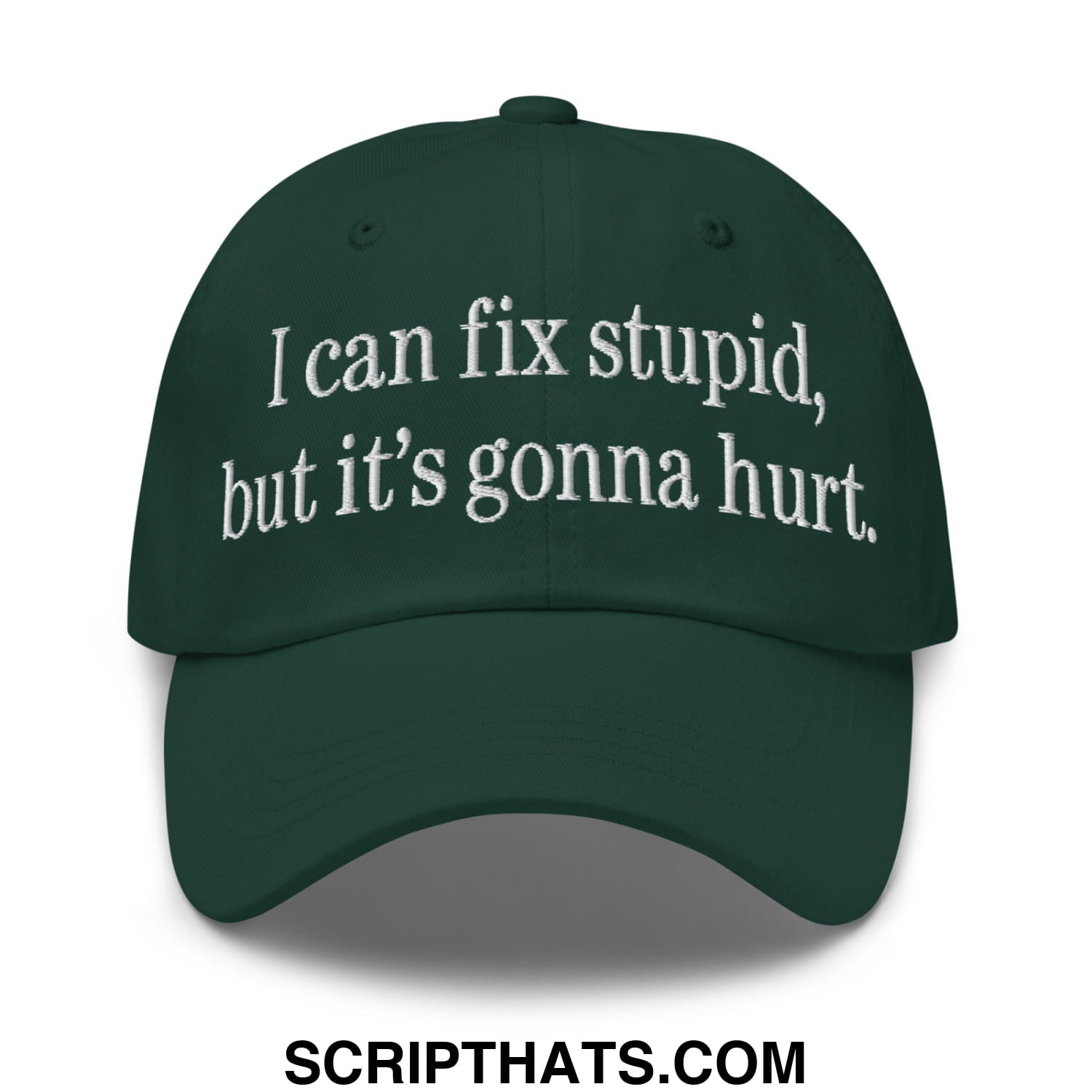 I Can Fix Stupid But It's Gonna Hurt Embroidered Mesh Trucker Hat Spruce