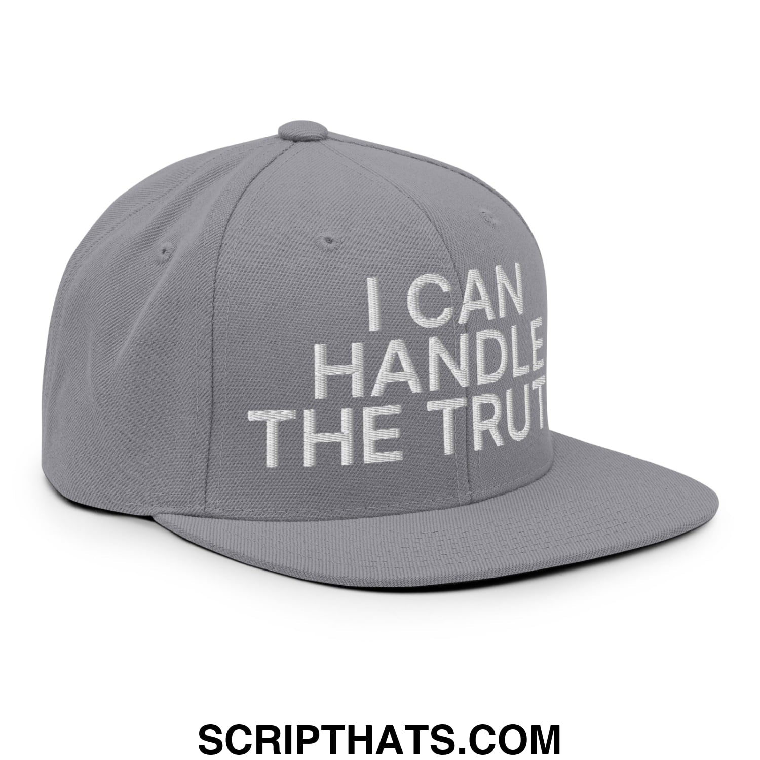 I Can Handle The Truth Embroidered Flat Bill Brim Snapback Hat Silver
