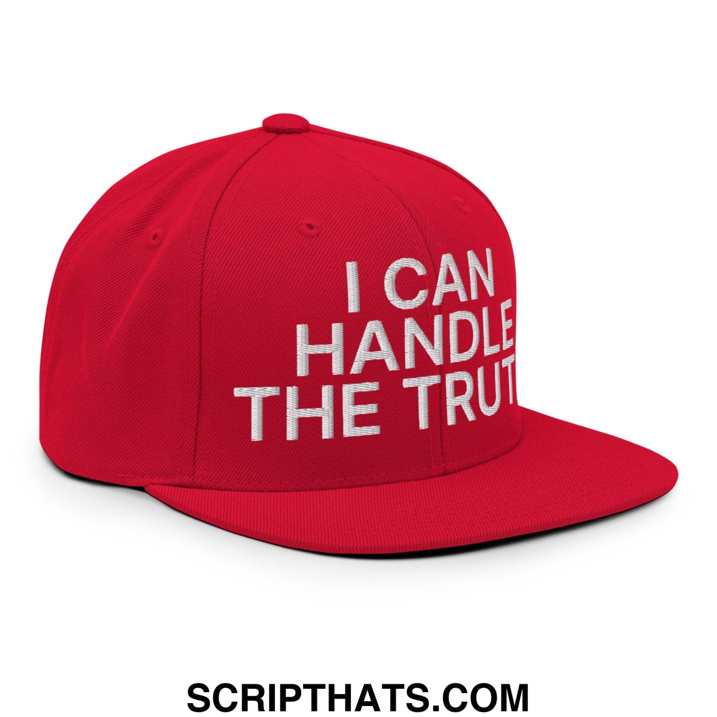 I Can Handle The Truth Embroidered Flat Bill Brim Snapback Hat Red