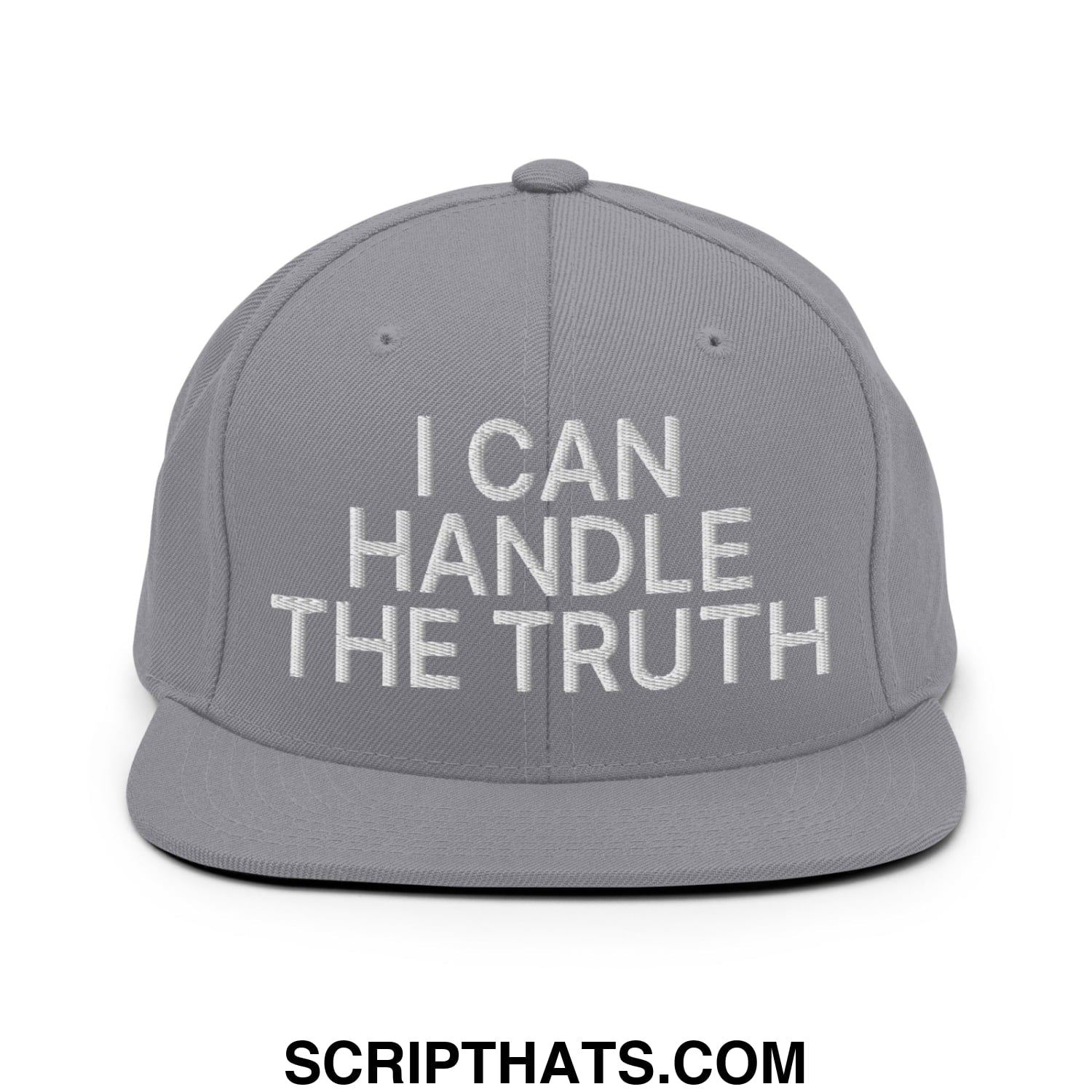I Can Handle The Truth Embroidered Flat Bill Brim Snapback Hat Silver