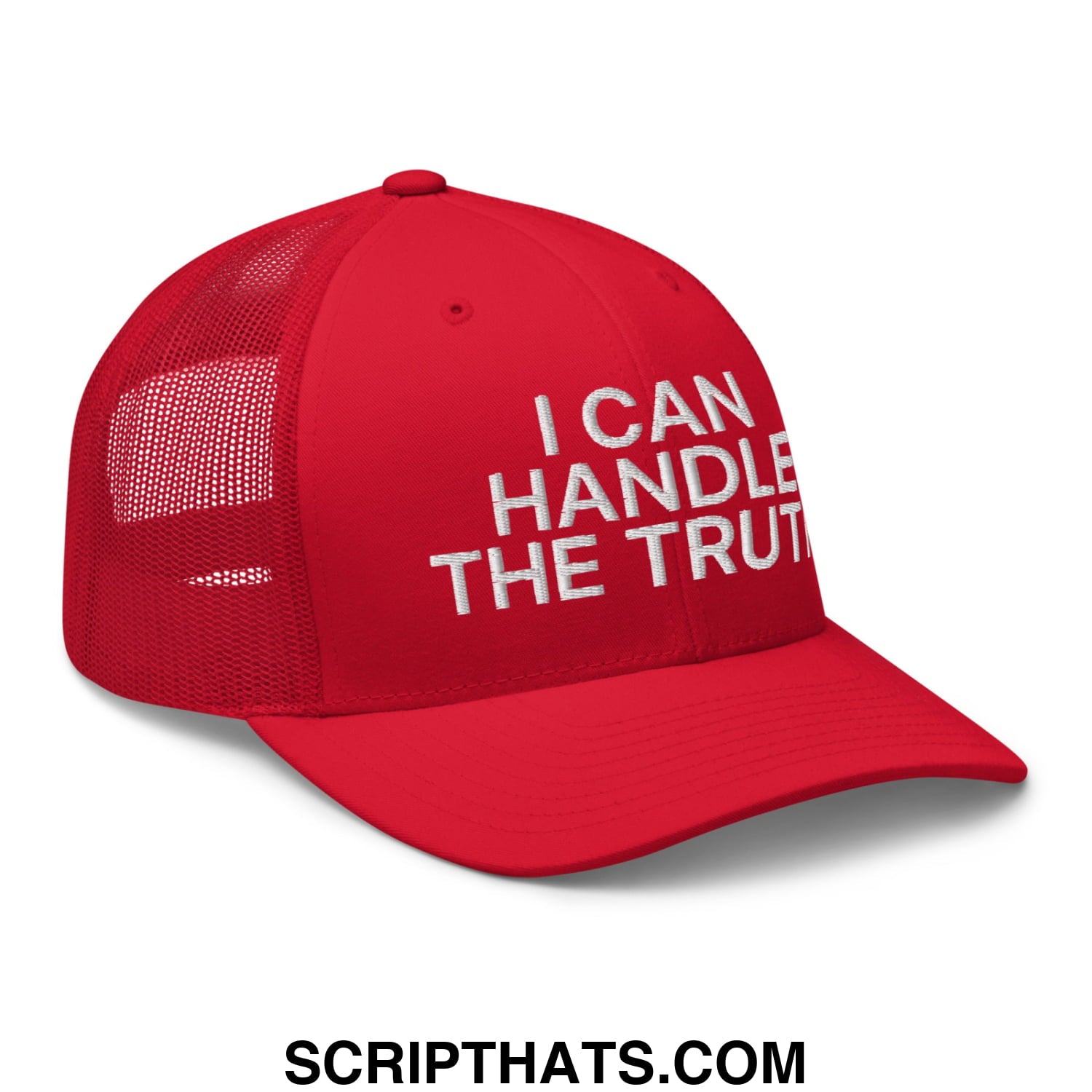 I Can Handle The Truth Embroidered Mesh Trucker Hat Red