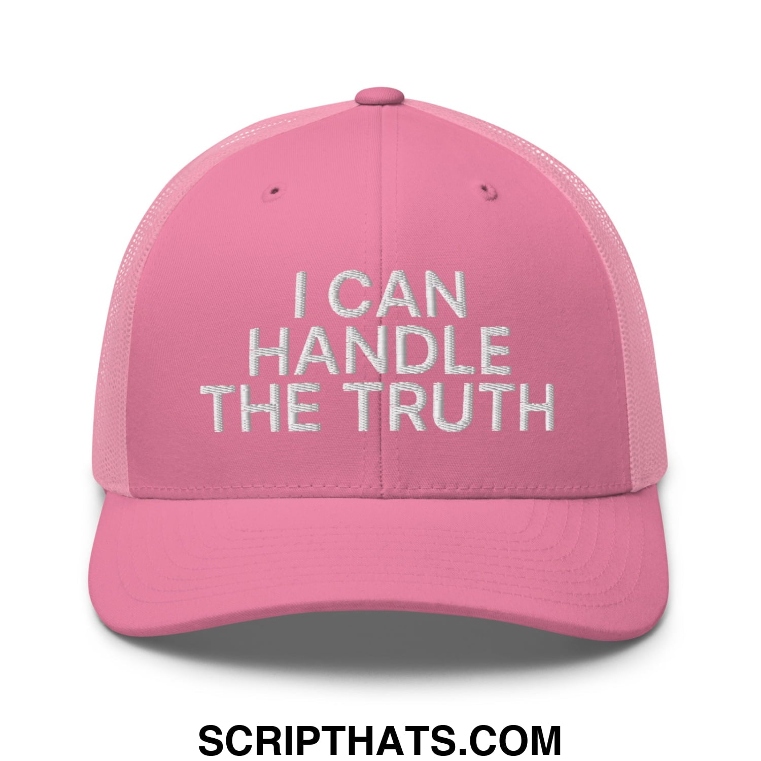 I Can Handle The Truth Embroidered Mesh Trucker Hat Pink