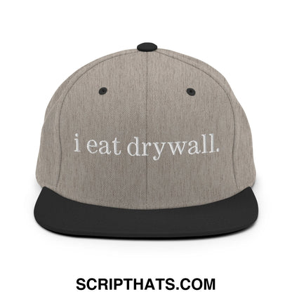 i eat drywall Embroidered Flat Bill Brim Snapback Hat Heather Black
