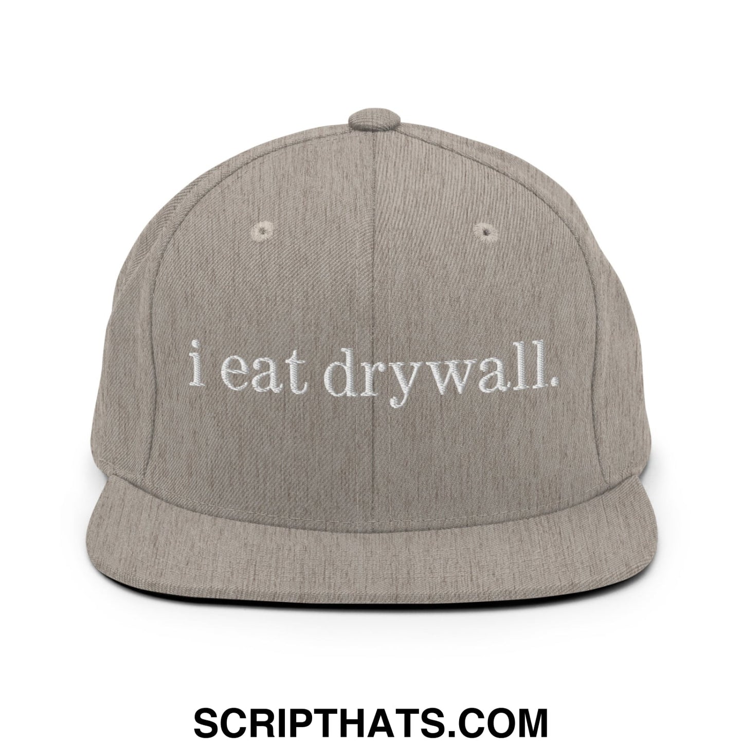 i eat drywall Embroidered Flat Bill Brim Snapback Hat Heather Grey