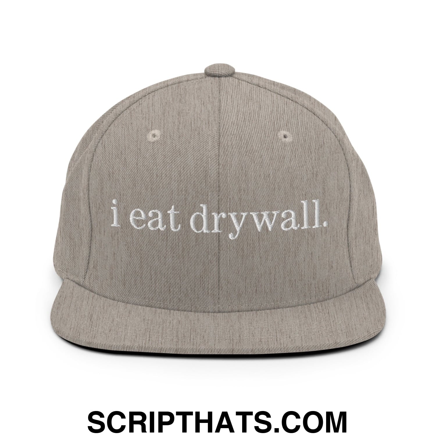 i eat drywall Embroidered Flat Bill Brim Snapback Hat Heather Grey