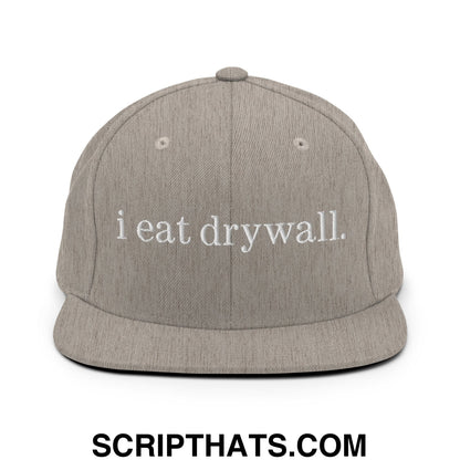 i eat drywall Embroidered Flat Bill Brim Snapback Hat Heather Grey