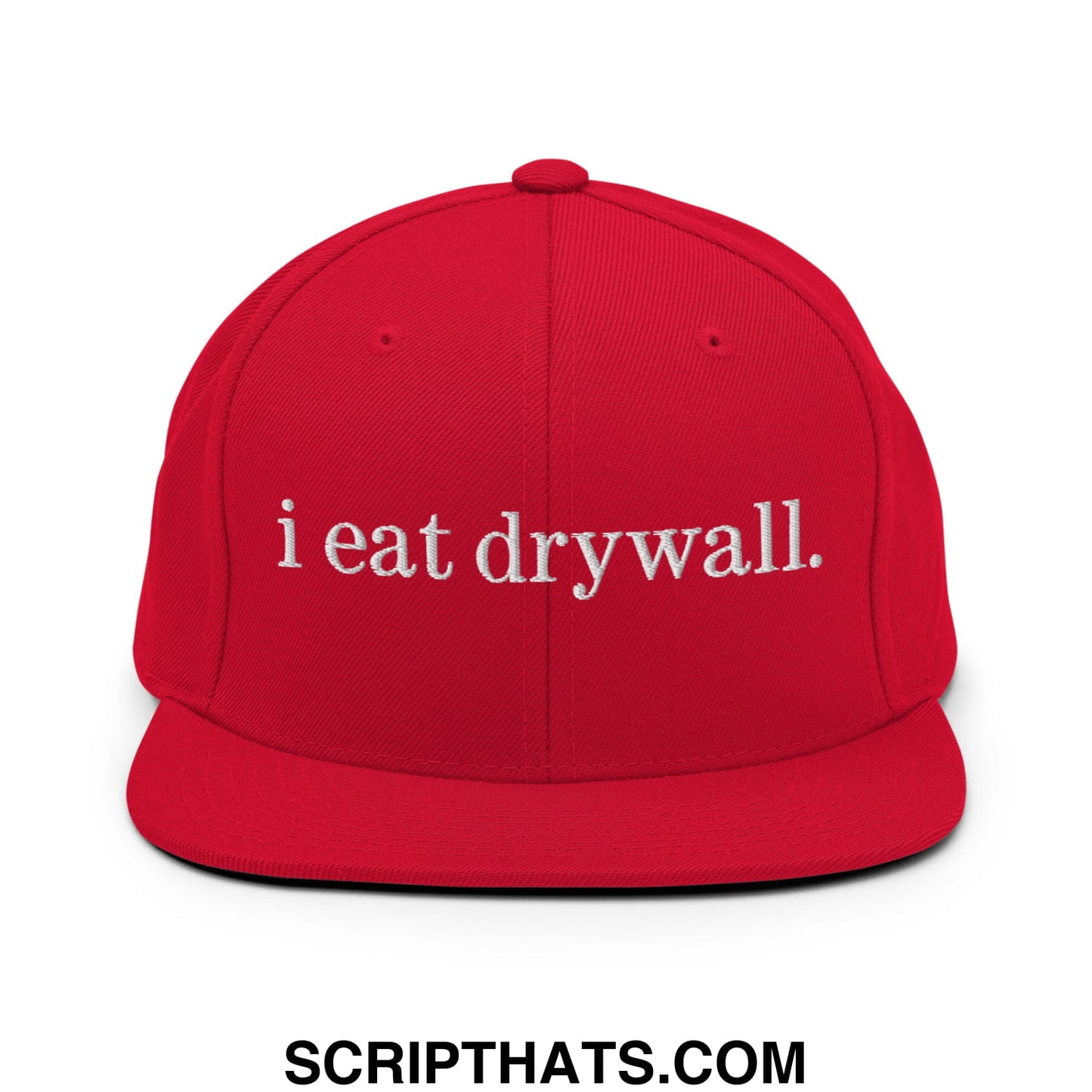 i eat drywall Embroidered Flat Bill Brim Snapback Hat Red