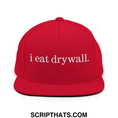 i eat drywall Embroidered Flat Bill Brim Snapback Hat Red