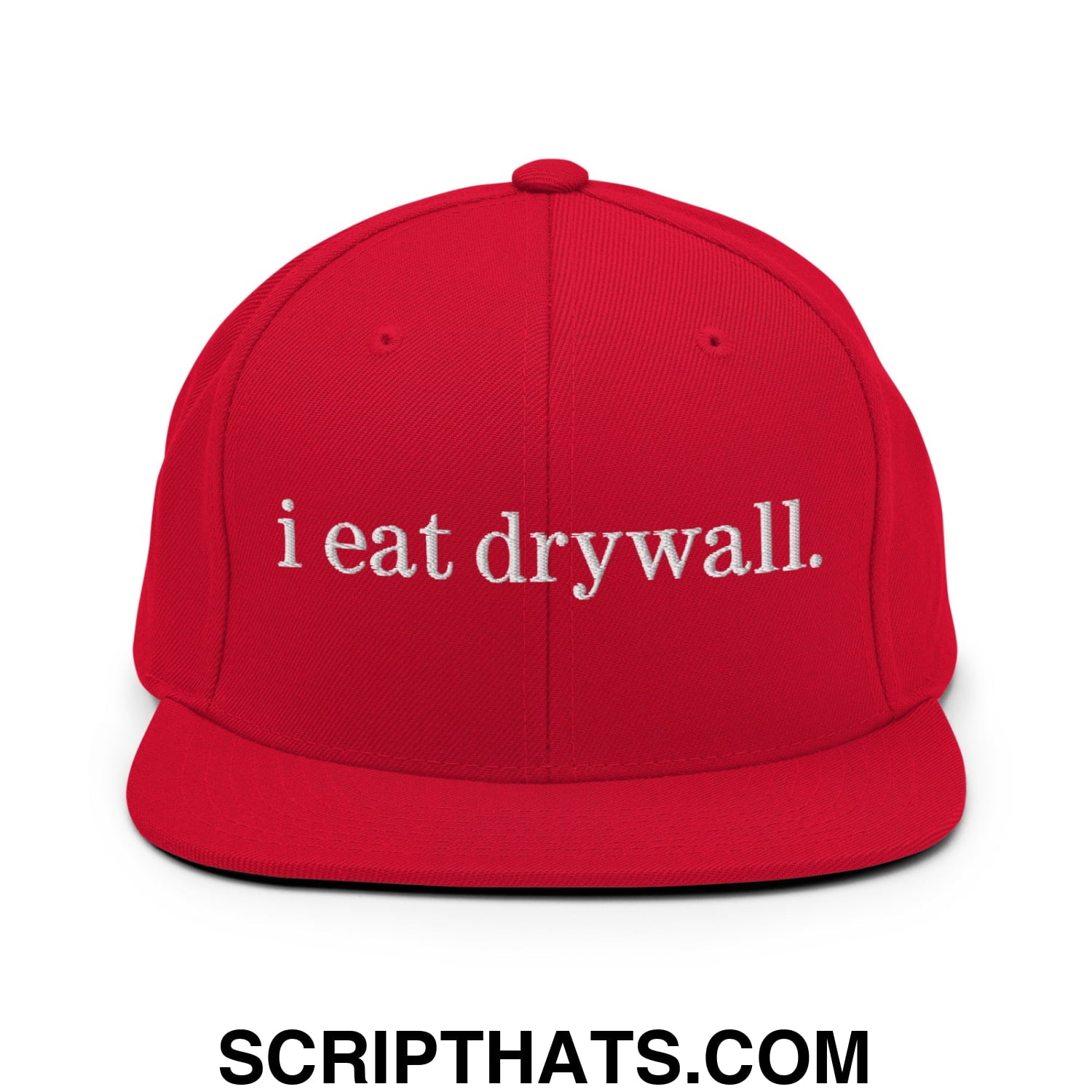 i eat drywall Embroidered Flat Bill Brim Snapback Hat Red