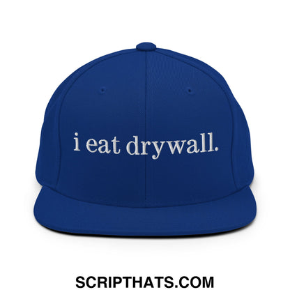 i eat drywall Embroidered Flat Bill Brim Snapback Hat Royal Blue