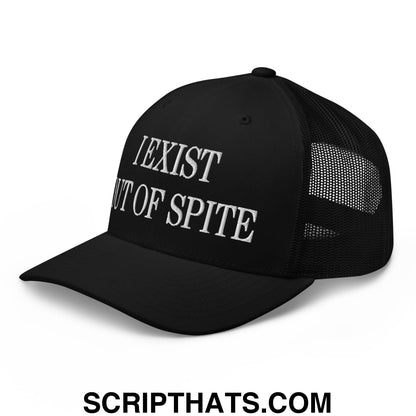 I Exist Out of Spite Embroidered Mesh Trucker Hat Black
