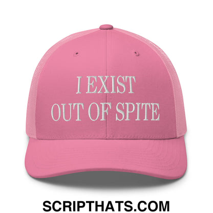 I Exist Out of Spite Embroidered Mesh Trucker Hat Pink