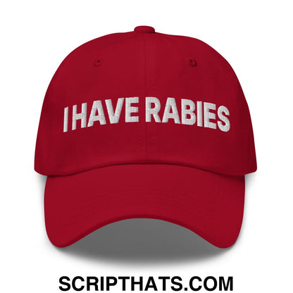 I Have Rabies Embroidered Dad Hat Cranberry