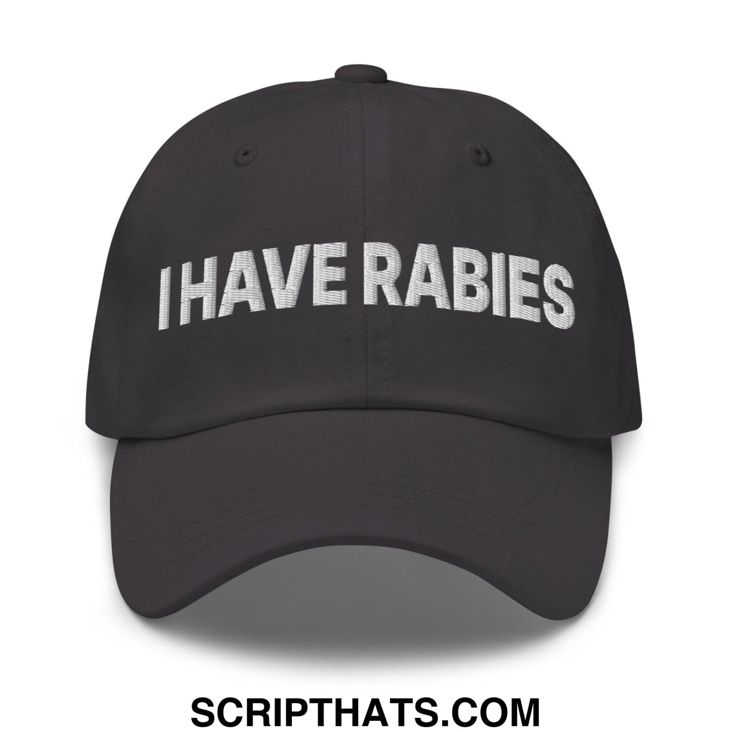 I Have Rabies Embroidered Dad Hat Dark Grey