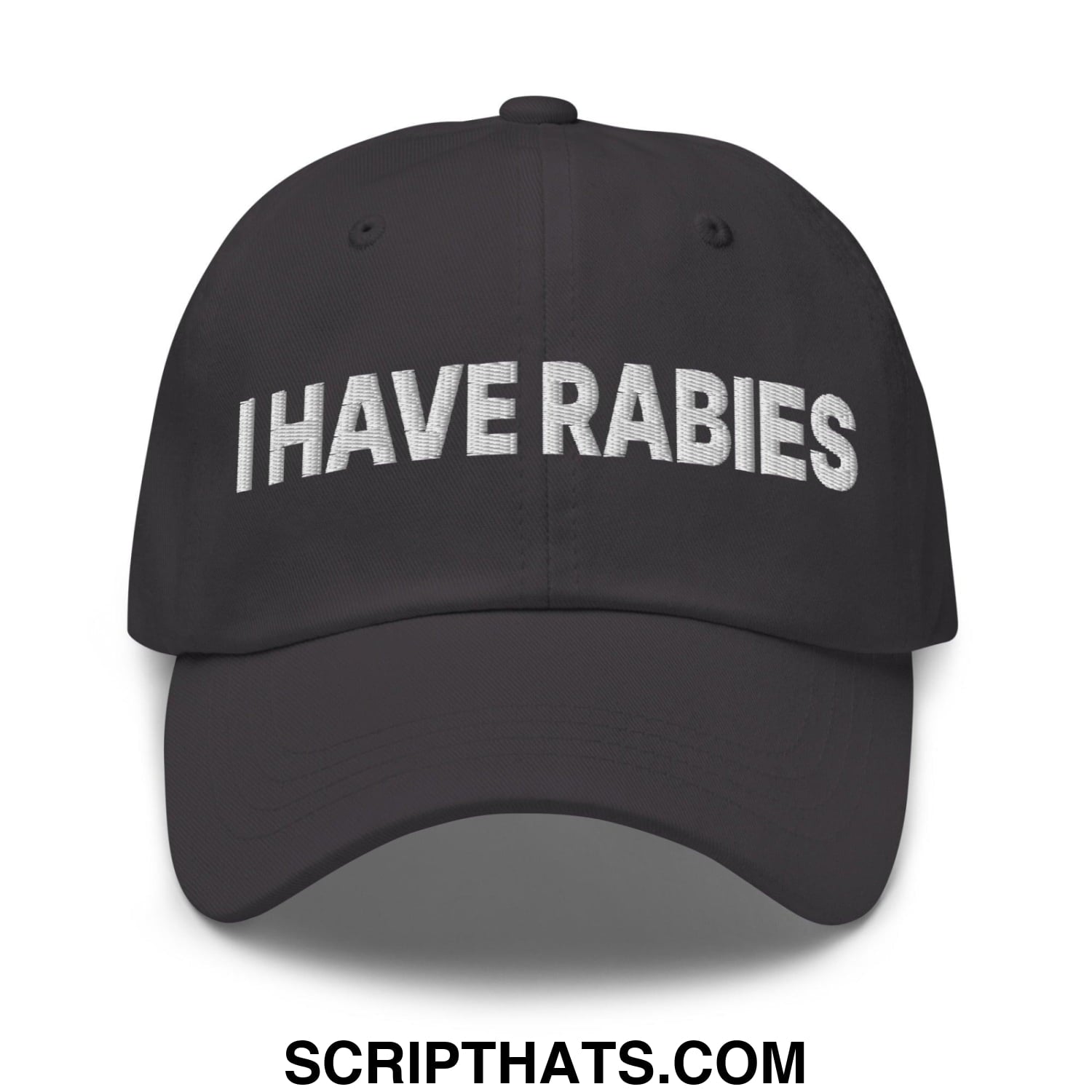 I Have Rabies Embroidered Dad Hat Dark Grey