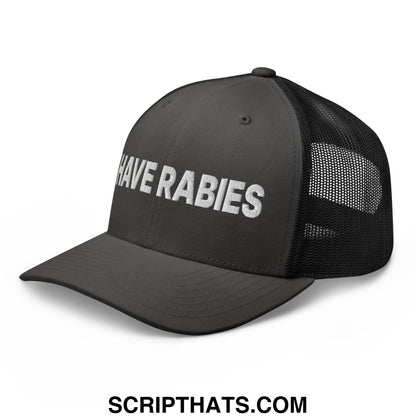 I Have Rabies Embroidered Mesh Trucker Hat Charcoal Black