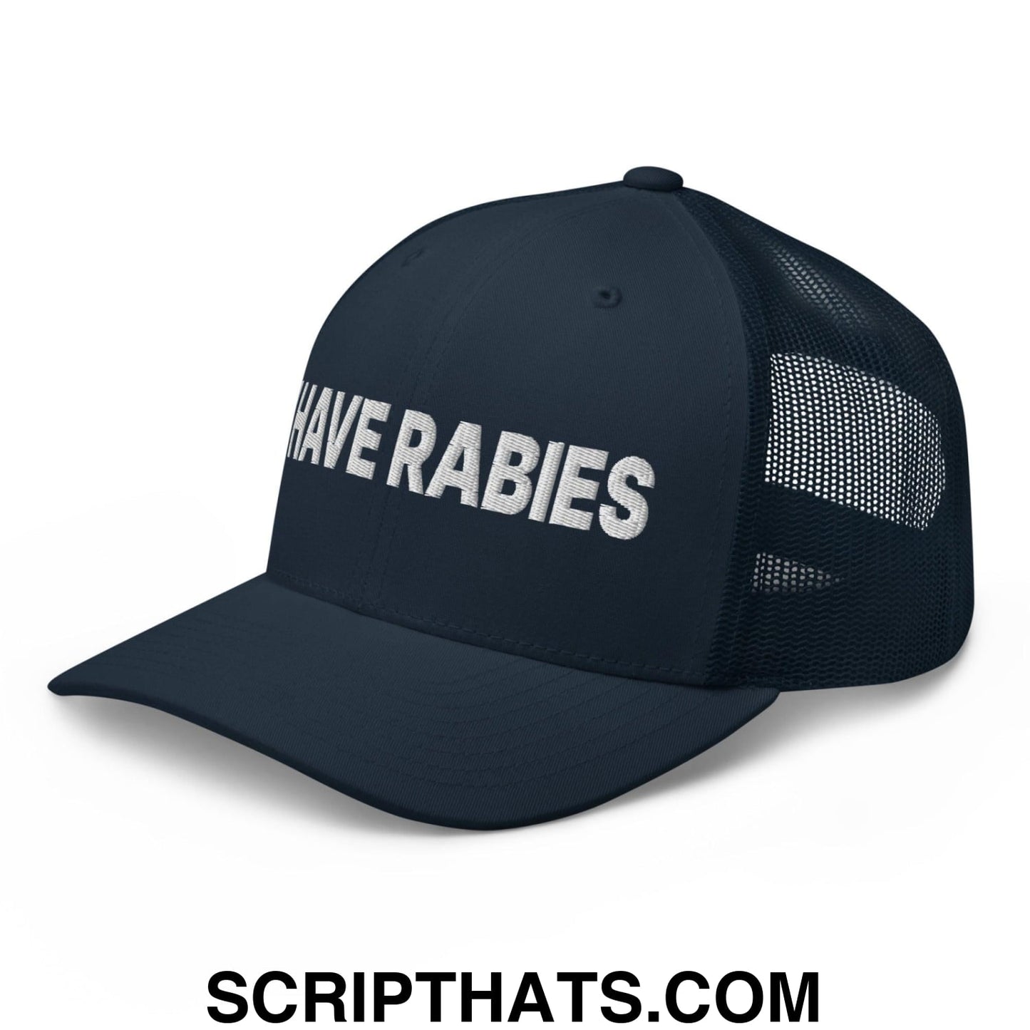 I Have Rabies Embroidered Mesh Trucker Hat Navy