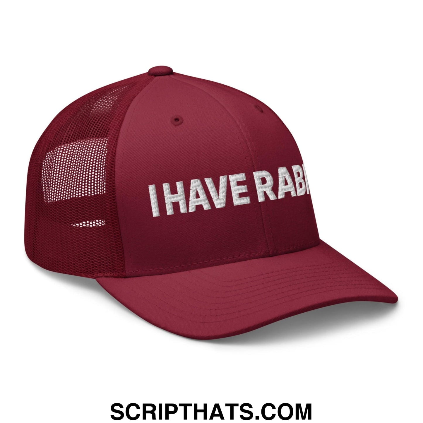 I Have Rabies Embroidered Mesh Trucker Hat Cranberry