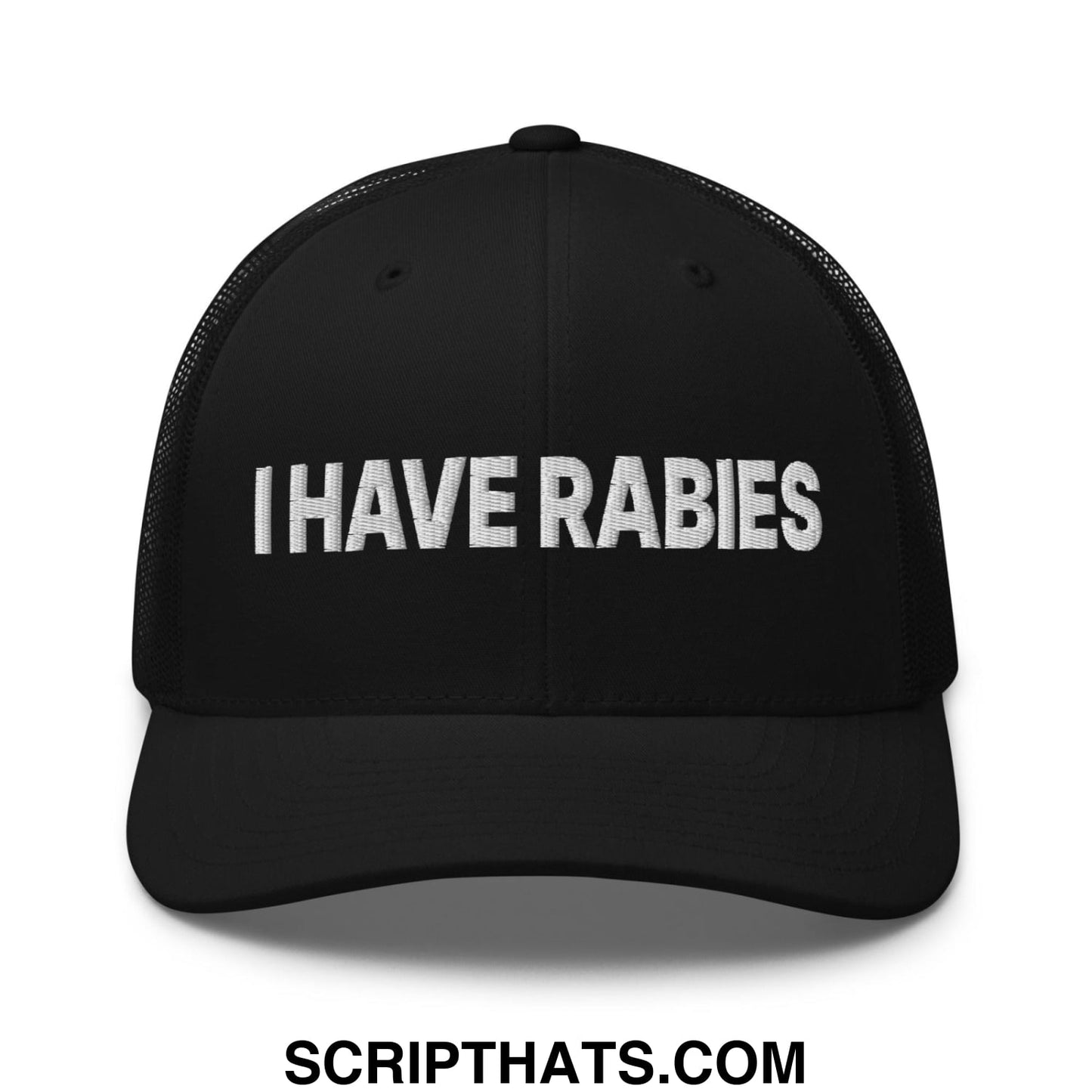 I Have Rabies Embroidered Mesh Trucker Hat Black