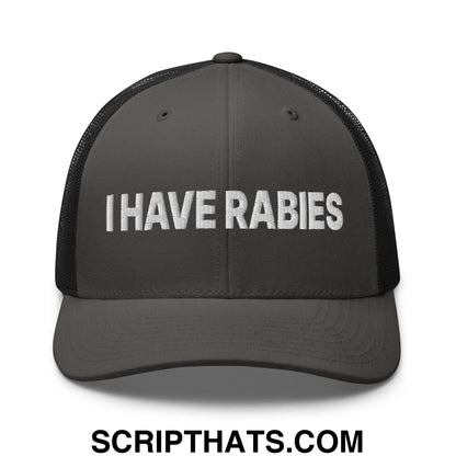 I Have Rabies Embroidered Mesh Trucker Hat Charcoal Black
