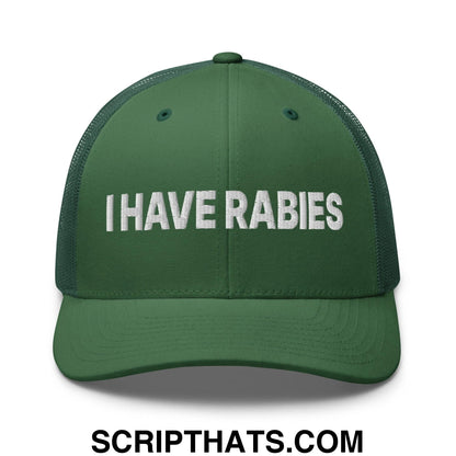 I Have Rabies Embroidered Mesh Trucker Hat Evergreen