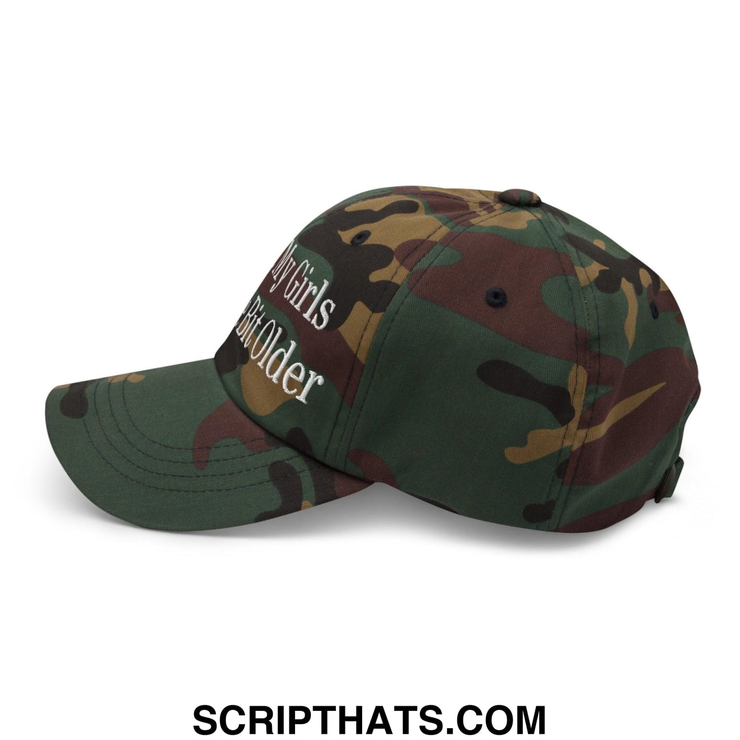 I Like My Girls a Little Bit Older Embroidered Dad Hat Green Camo