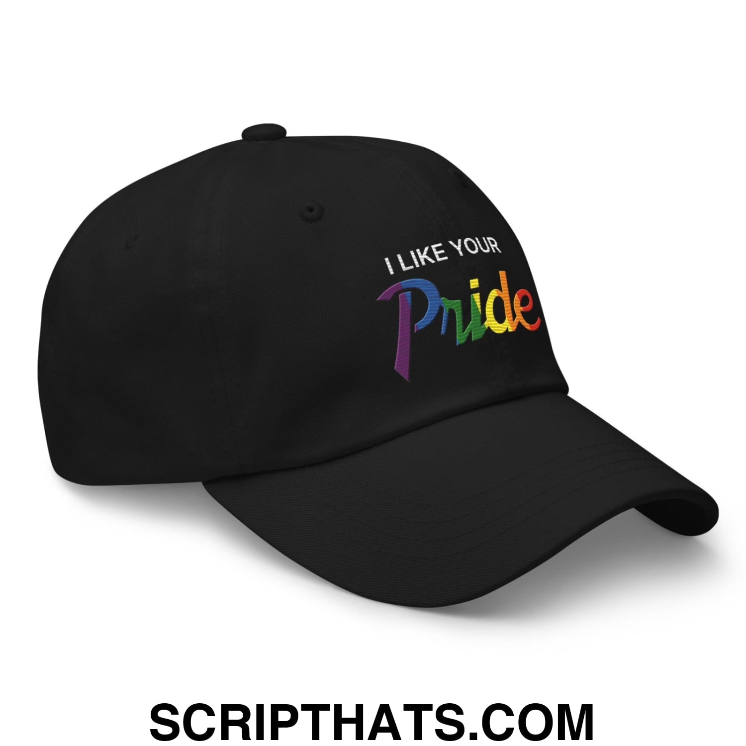 I Like Your Pride Baseball Vintage Sports Script Dad Hat Black