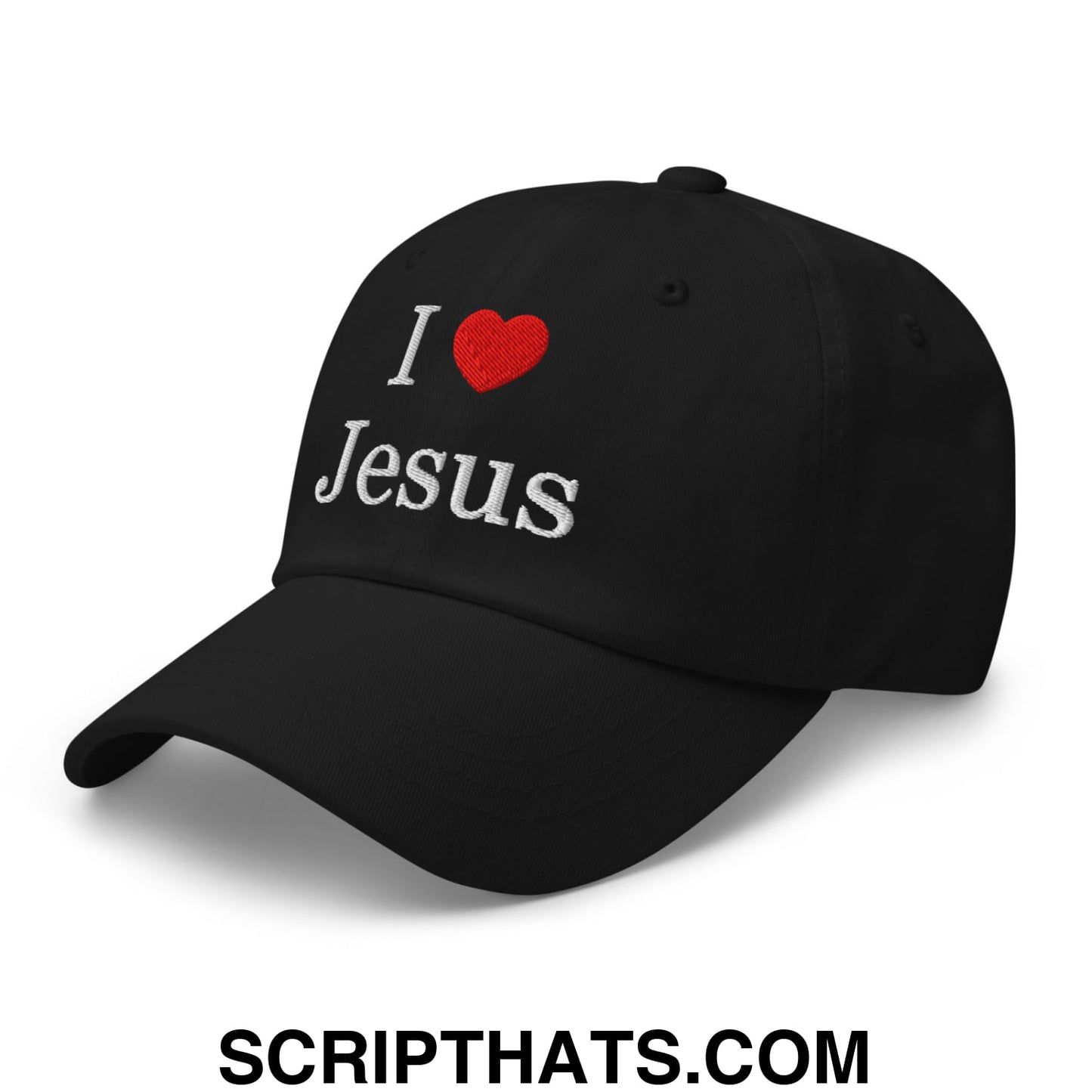 I Love Jesus Embroidered Unstructured Dad Hat Black