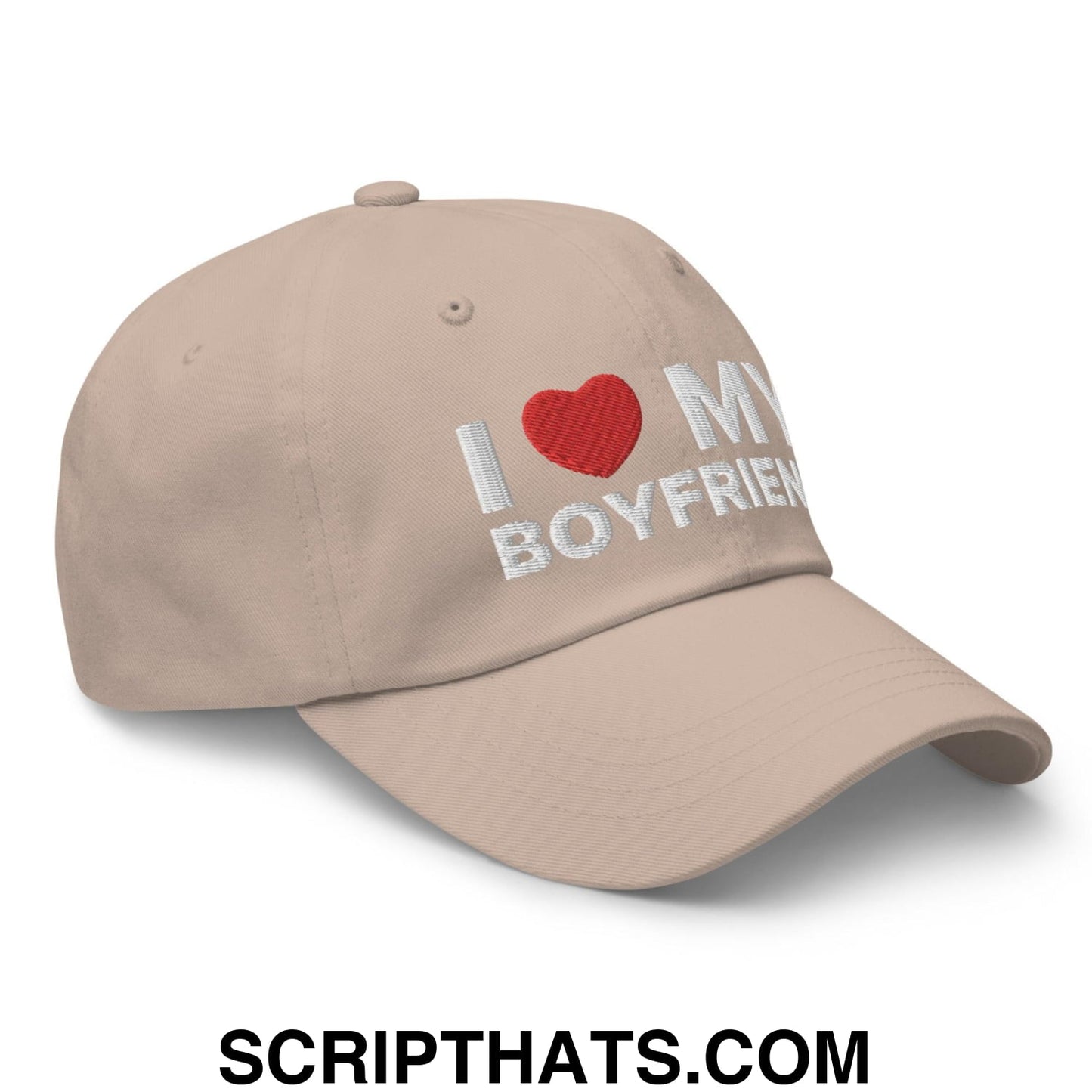 I Love My Boyfriend Dad Hat Stone