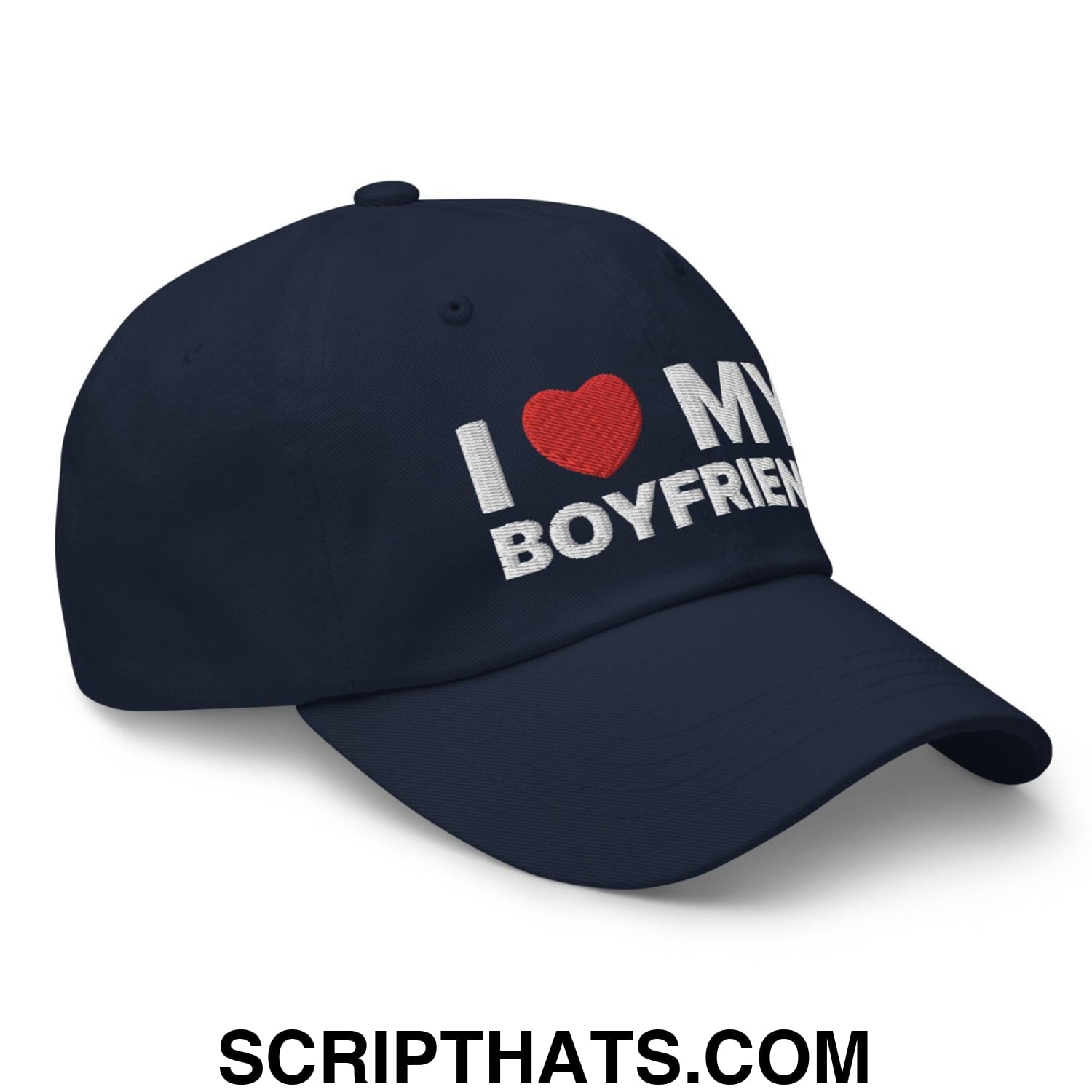 I Love My Boyfriend Dad Hat Navy