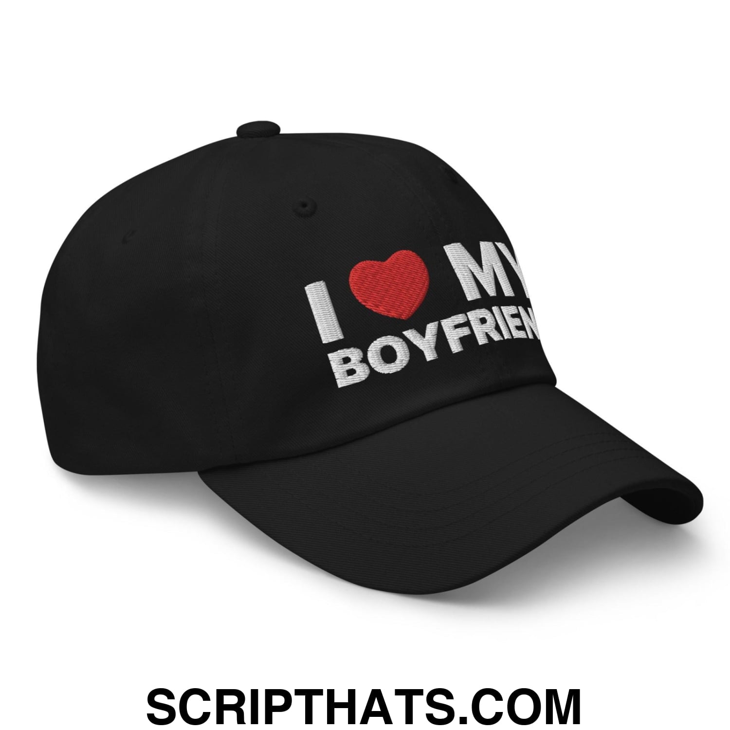 I Love My Boyfriend Dad Hat Black