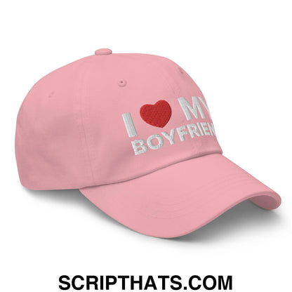 I Love My Boyfriend Dad Hat Pink