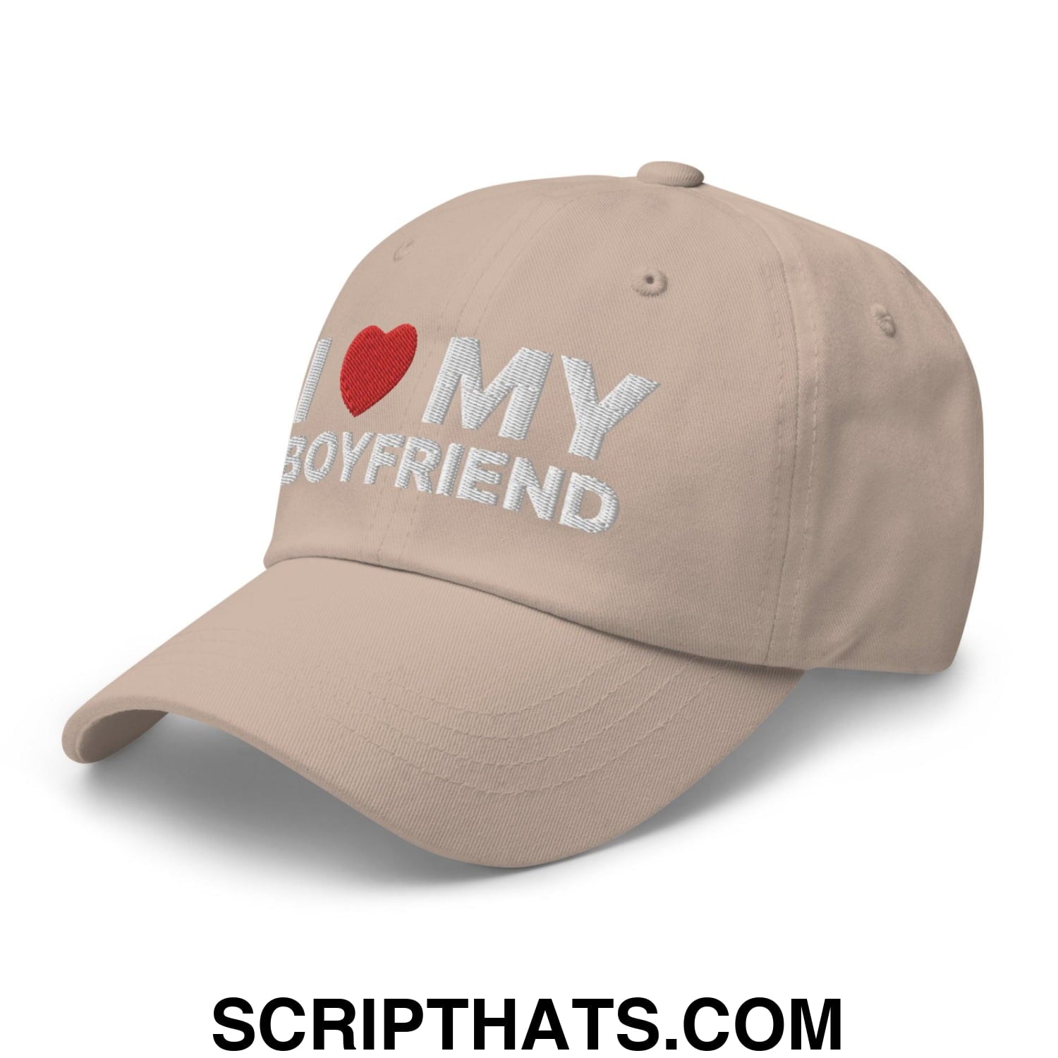 I Love My Boyfriend Dad Hat Stone