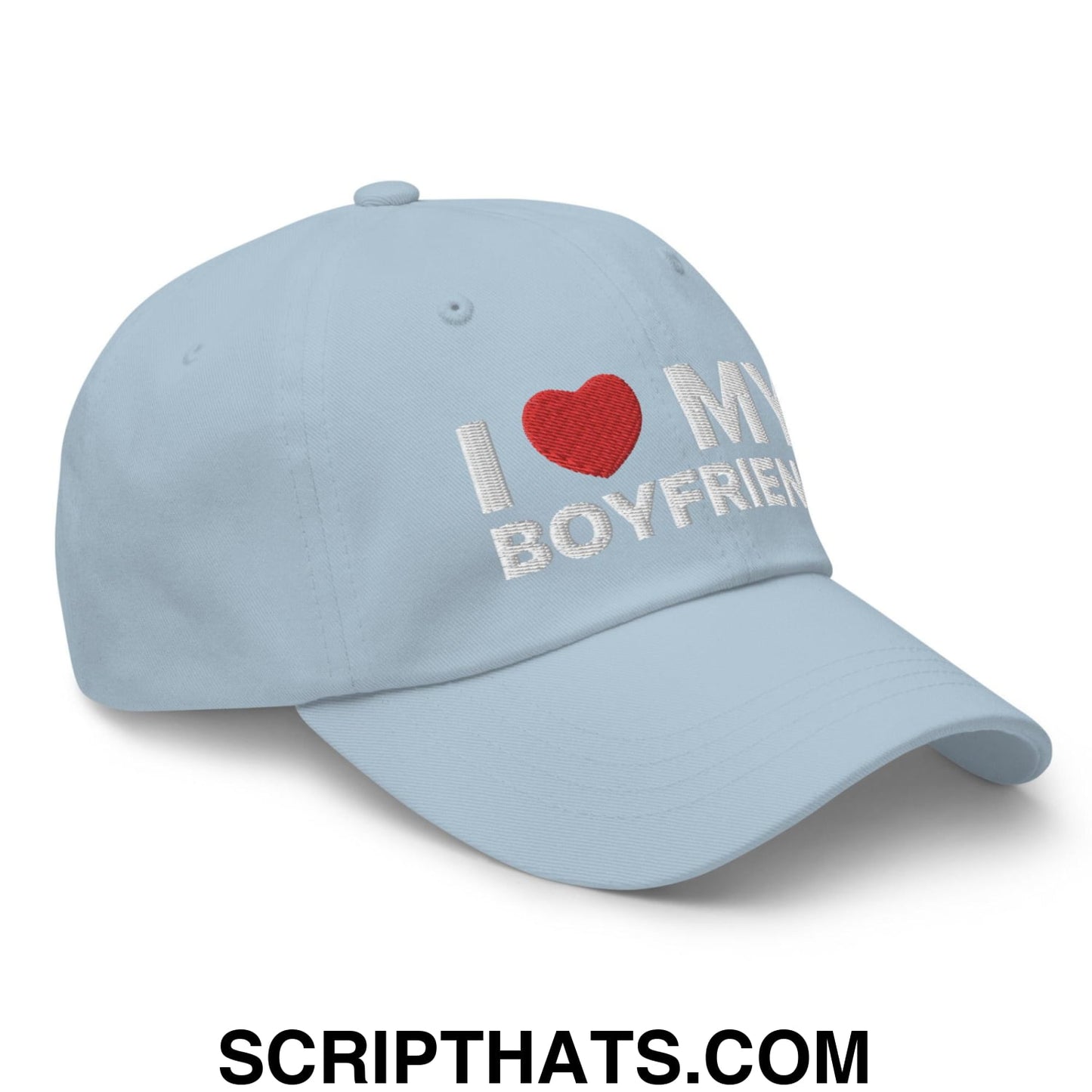 I Love My Boyfriend Dad Hat Light Blue