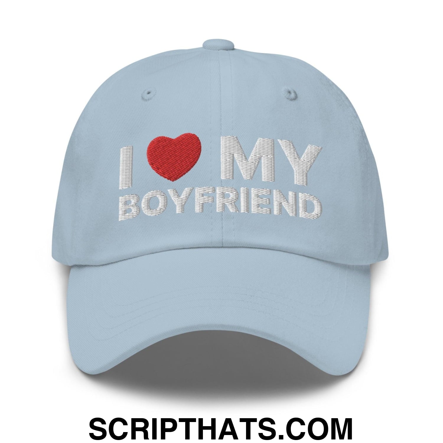 I Love My Boyfriend Dad Hat Light Blue