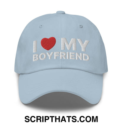 I Love My Boyfriend Dad Hat Light Blue
