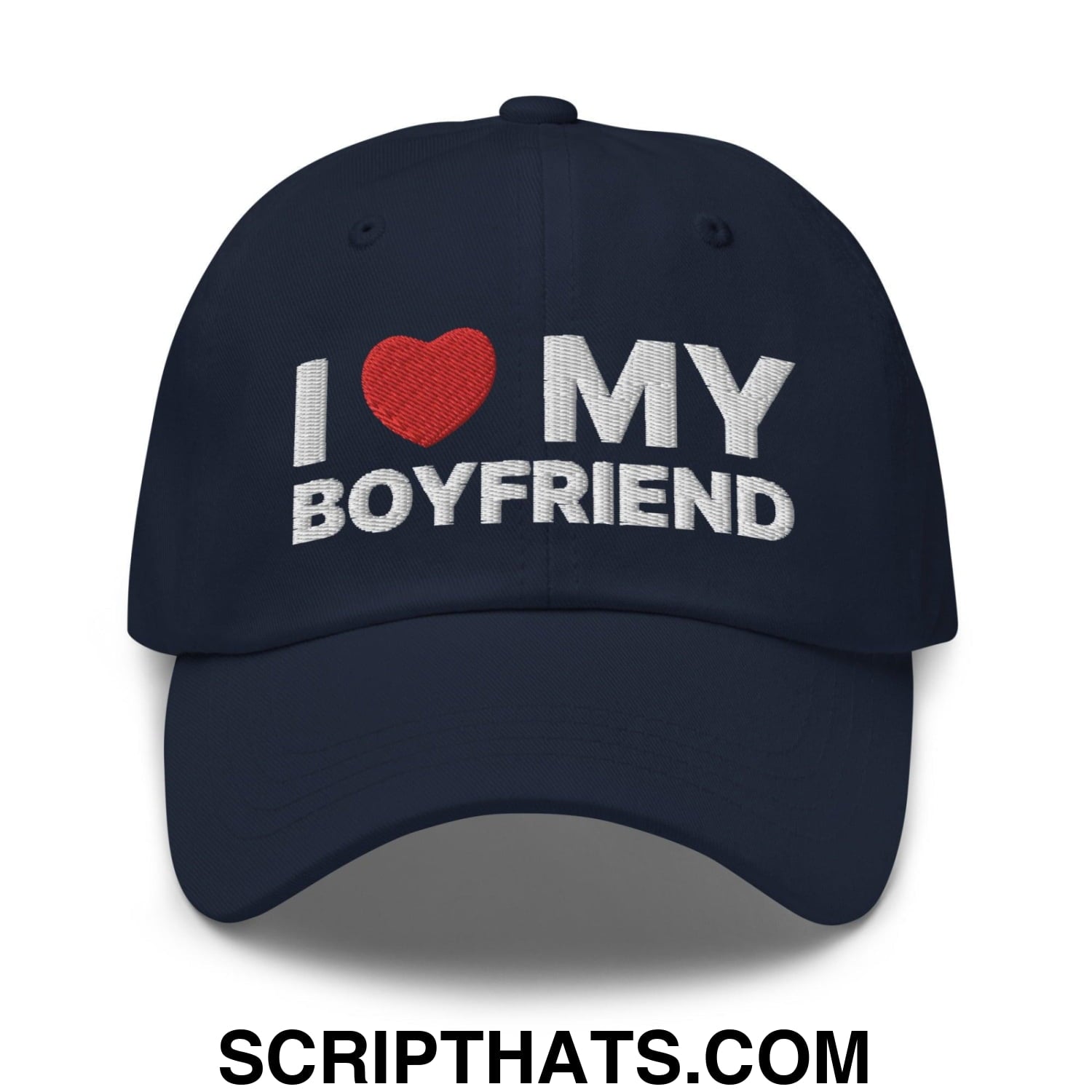 I Love My Boyfriend Dad Hat Navy