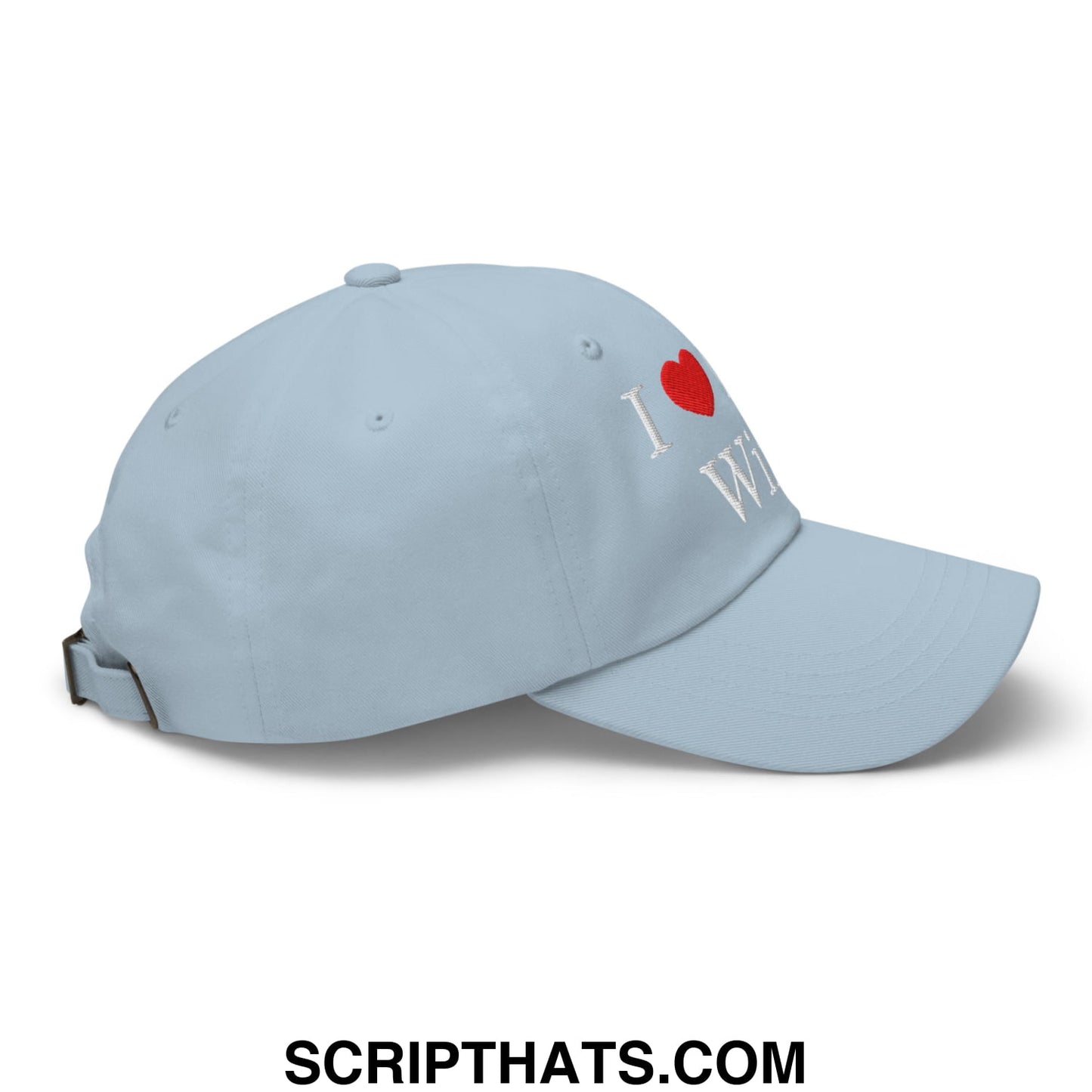 I Love My Wife Embroidered Unstructured Dad Hat Light Blue