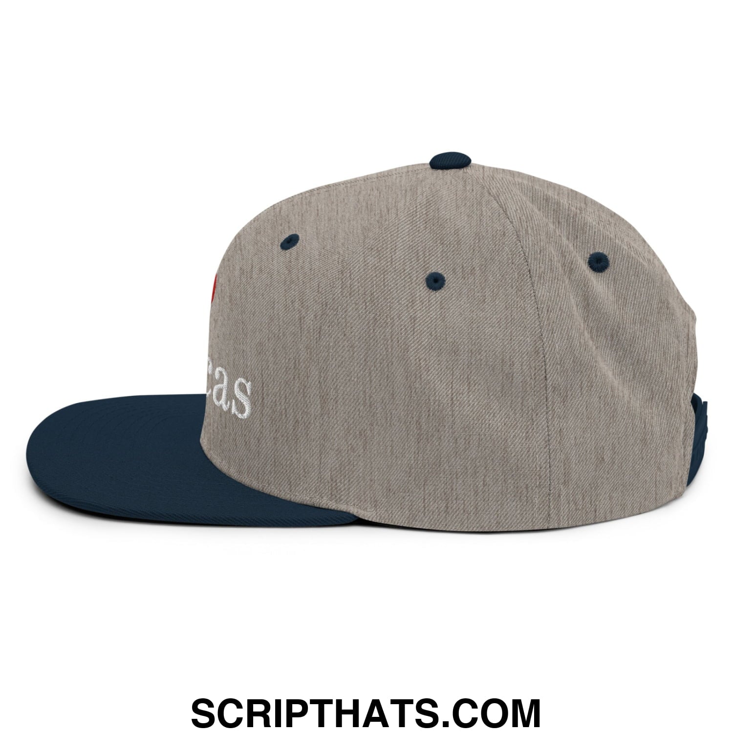 I Love Toxicas Embroidered Flat Bill Brim Snapback Hat Heather Grey Navy