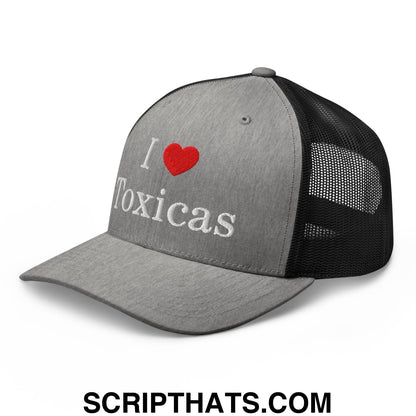 I Love Toxicas Embroidered Mesh Trucker Hat Heather Black