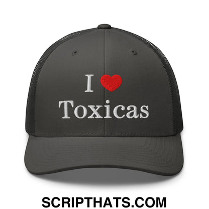 I Love Toxicas Embroidered Mesh Trucker Hat Charcoal